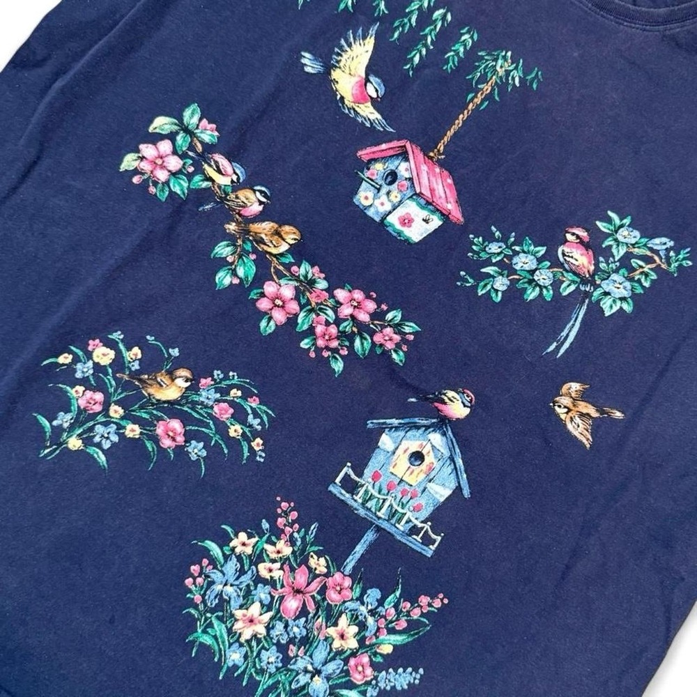 Vintage Faded Glory Birdhouses Nature Tee Women's Size 18/20 Nature Cottage 90s